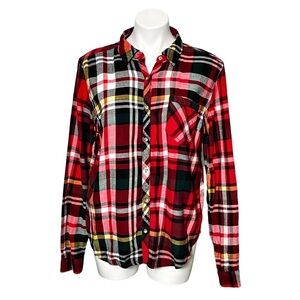Maurices Plaid Flannel Button Down Shirt Size X Large Red